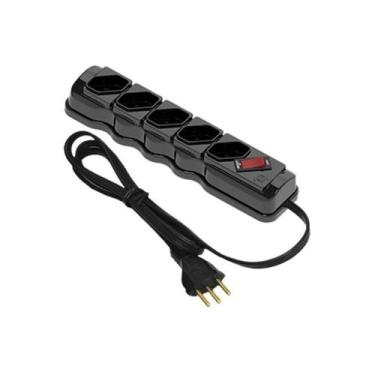 Imagem de Filtro de Linha 5 Tomadas 10A Bivolt 1 Metro - Ilumi Branco, Preto