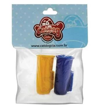Imagem de Kit 2 Dedeiras Escova Dental Pet Cães Gatos Catdog Cores Variadas - Ca
