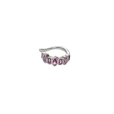 Imagem de Piercing Unitário com Pedras Geométricas Safira Rosa - Banhado a Ródio