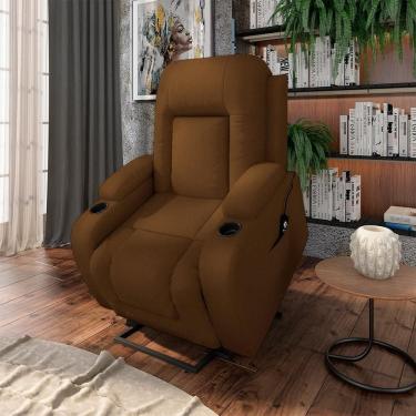 Imagem de Poltrona Reclinável Crihs Lift G23 com Massagem e Aquecimento Pu Caramelo Gran Belo