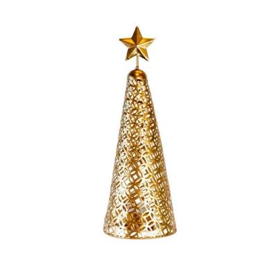 Imagem de Enfeite Mini Árvore Dourada Estrela Metal Vazado Decoração 30cm - Magi