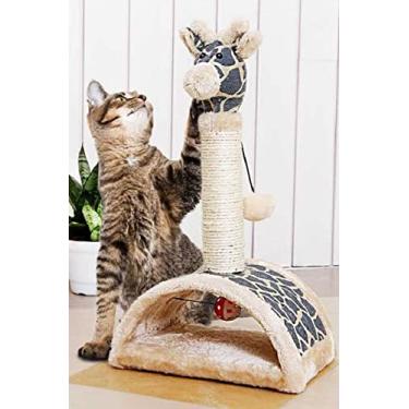 Imagem de Arranhador de gato luxuoso, multifuncional com estampa de animal para estimular a caça e brinquedos