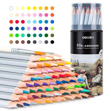 Imagem de Lápis de cor solúvel em água em 48 cores, adequado para esboçar, pintar e escrever, fácil de colorir