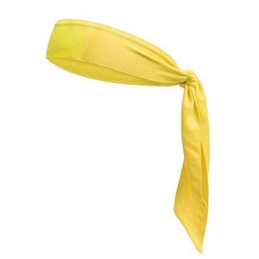 Imagem de Faixa de cabeça e faixa de cabeça esportiva – bandana ninja e faixa de cabelo com laço de karatê nas costas para homens, mulheres, crianças e piratas – Faixa de transpiração atlética para basquete, softbol, corrida, treino. (Amarelo)