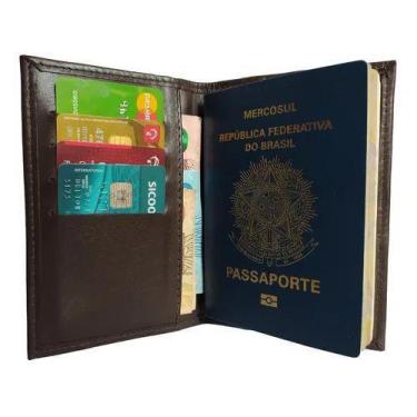 Imagem de Carteira Porta Passaporte Cartões Dinheiro Em Couro - Kenia E Katia