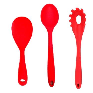 Imagem de Jogo 3 Peças Colher de Arroz de 22cm e 27cm e Pegador de Macarrão.