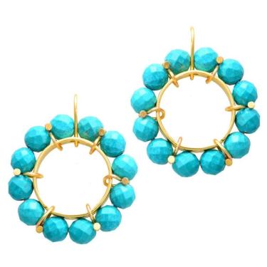 Imagem de Brinco Dourado Coroa Turquesa