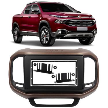 Imagem de Moldura de Painel 2 Din 7" Polegadas Fiat Toro Para Cd Dvd 2 Dins - Preto com Marrom