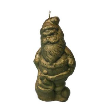 Imagem de Vela Papai Noel Verde E Dourado 13cm Decoração Natal - Lemis