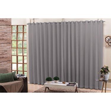 Imagem de cortina sala quarto voal liso com forro cinza 4,00x2,80