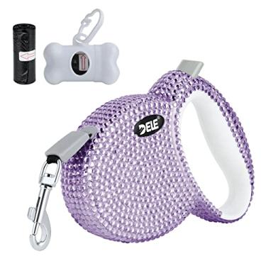 Imagem de eing Coleira retrátil para cães, coleira de passeio para animais de estimação com alça antiderrapante, fita de nylon forte, livre de emaranhamento de 360°, adequada para gatos pequenos e médios, dispensador de sacos de lixo de presente incluído, 3 m, roxo