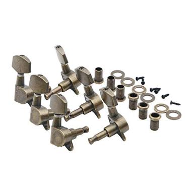 Imagem de Swhmc Pinos de afinação de guitarra acústica 3R 3L corda de bronze barris de corda de bloqueio, sintonizadores, botões de cabeça de máquina para guitarra acústica elétrica
