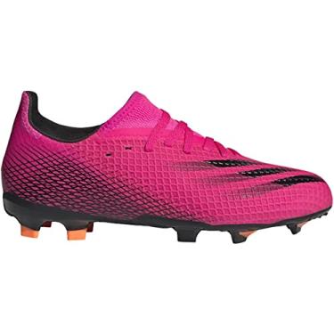 Imagem de adidas Tênis de futebol unissex infantil X Ghosted.3, Rosa choque/preto/laranja (terra firme), 18