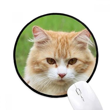 Imagem de Tapete de mouse de animal de estimação com listras amarelas para escritório tapete redondo para computador