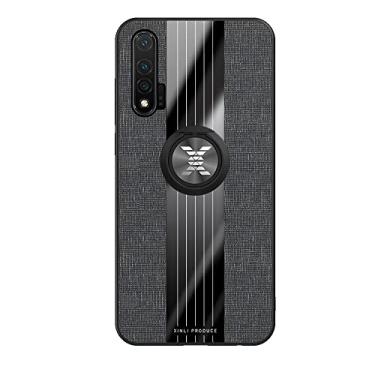 Imagem de Caso de capa de telefone de proteção Compatível com Huawei Nova6 (4G) Case, com Magnetic 360° Kickstand Case, Multifuncional Case Cloth Textue Shockproof TPU Protective Heavy Duty Case (Color : Black
