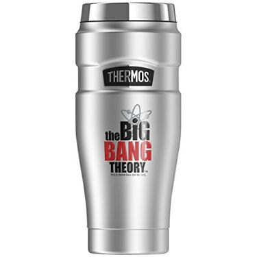 Imagem de Big Bang Theory Logo Thermos coador de viagem de a o inoxid vel, isolado a v cuo e parede dupla, 473 ml