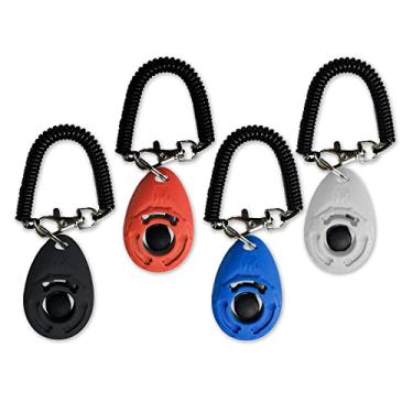 Imagem de SunGrow Clickers com Pulseiras Pretas de 7,6 x 4,5 cm, Colorido, Ferramentas de Treino Eficaz para Cachorro ou Gato, Design Profissional Científico Humanizado, Tamanho e Som Perfeitos, Pacote com 4