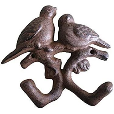 Imagem de Comfy Hour Coleção Animal Antigo e Vintage Ferro Fundido, Pássaros Duplos, Dois Ganchos para Casaco, Cabide de Parede Conjunto de Trilhos de Roupas, Resistente, Reciclado Rústico