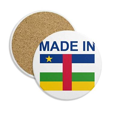 Imagem de Porta-copos de cerâmica Made In African Republic Country Love porta-copos com pedra absorvente para bebidas presente 2 peças