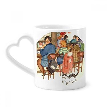 Imagem de Miaoji Caneca de café cerâmica para restaurante de gato Caneca de café copo de coração de vidro