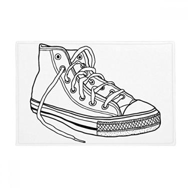 Imagem de DIYthinker Tapete de lona branco pintado à mão, tapete antiderrapante para porta de banheiro