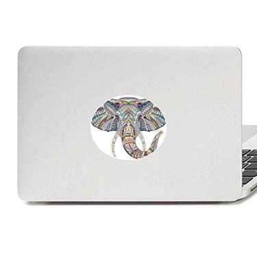 Imagem de Adesivo de notebook com estampa de elefante colorido em estilo mosaico com emblema de vinil