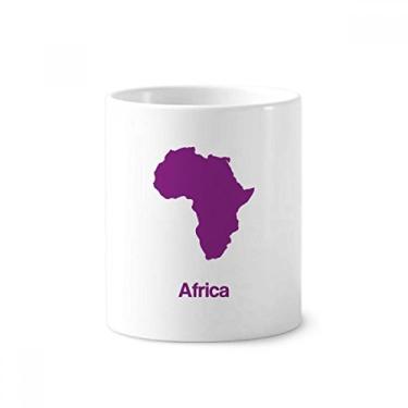 Imagem de Porta-canetas de escova de dentes com estampa de mapa de ilustração África roxa suporte de cerâmica copo lápis