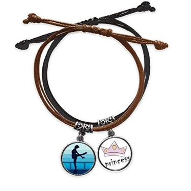 Imagem de DIYthinker Pulseira feminina de patinação esportiva de inverno com corrente de mão e pulseira de princesa de couro