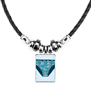 Imagem de DIYthinker Calção de banho azul com estampa de ilustração colar joia Torque pingente de corda de couro