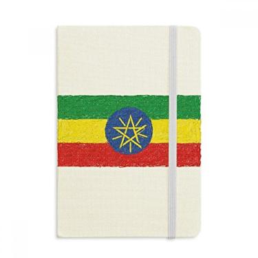 Imagem de Listras com bandeira da Etiópia e giz de cera, caderno oficial de tecido, capa dura e diário clássico