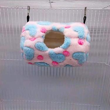 Imagem de Yu-Xiang Hamster rede cilíndrica pássaro ninho de algodão rede quente pequeno animal de estimação habitat para esquilo hedgehog chinchila coelho guinéu totoro cama gaiola Ninho Hamster acessórios (rosa)