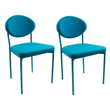 Imagem de Conjunto com 2 Cadeiras de Cozinha Bella Sarja Azul