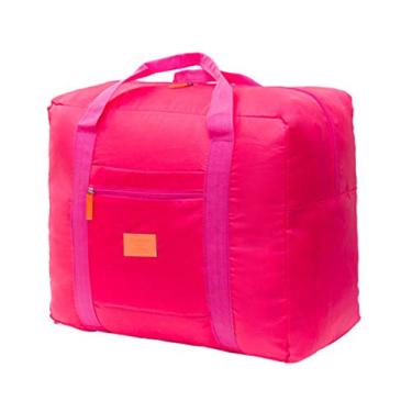 Imagem de Grey990 Bolsas de mão femininas, bolsa de viagem dobrável à prova d'água, bolsa esportiva de grande capacidade para armazenamento, Vermelho rosa,