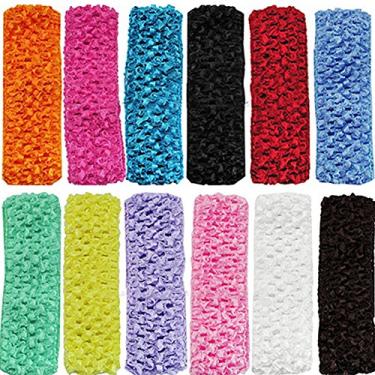 Imagem de Bandanas elásticas de crochê para bebês meninas (pacote com 12)