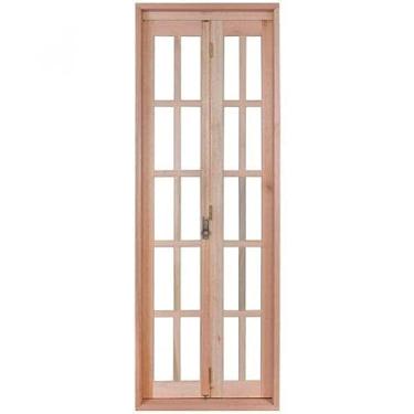 Imagem de Portas Camarão para Vidros Quadriculados Sanfona à Esquerda Rondosul Natural
