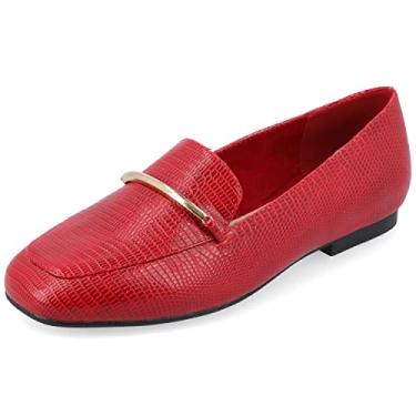 Imagem de Mocassim feminino Journee sem cadarço com bico quadrado na parte superior da Wrenn – Sapato social casual Wrenn, Vermelho, 9 Wide
