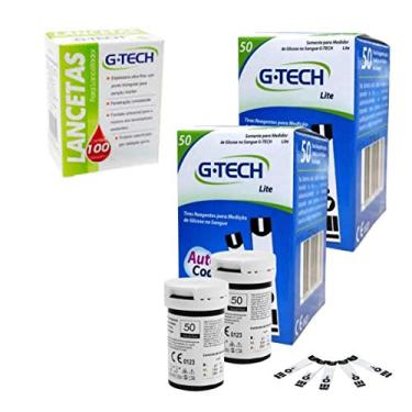 Imagem de Tira Medir Glicose Gtech Lite 100 Unid + 100 Lancetas