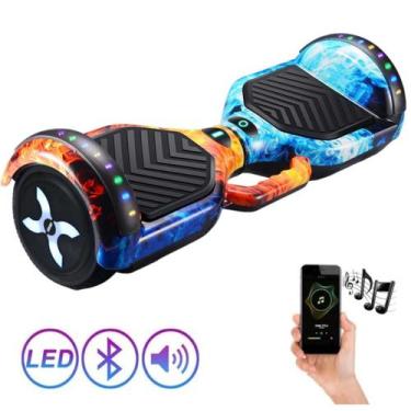 Imagem de Hoverboard Skate Elétrico 6.5 Led Bluetooth Fogo Gelo +Bolsa - Dm Toys