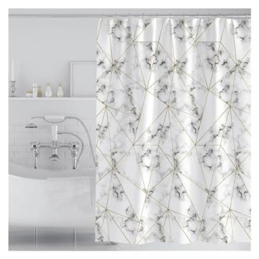 Imagem de Cortina de chuveiro à prova d'água simples e espessada de poliéster Cortina de chuveiro à prova d'água Marmoreio para decorações de layout de cena familiar de banheiro (Color : Pink, Size : W200xH24