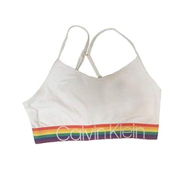 Imagem de Calvin Klein Sutiã feminino moderno de algodão com alça skinny, Branco, P