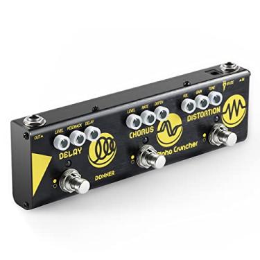 Imagem de Donner Pedal de efeito multiguitarra alfa Cruncher 3 tipos de efeitos, atraso, chorus, pedal de distorção com adaptador