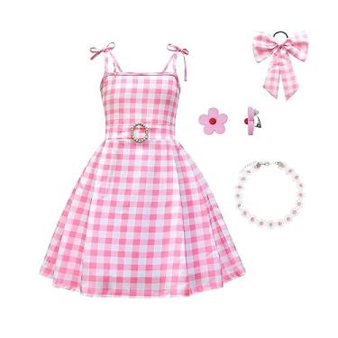 Imagem de Vestido de fantasia de princesa rosa com acessórios 4-10 anos (B, 6-7 anos)