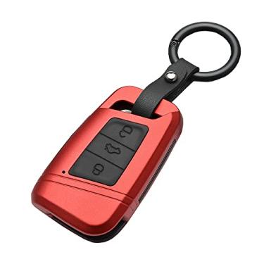Imagem de ontto Compatível com VW Key Fob Protector ABS Key Shell Silcone Key Pod Case Anti-Risco Porta-chaves para Arteon Atlas Golf Alltrack Jetta Passat 2018-Up, Vermelho