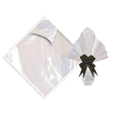 Imagem de 25 Saco Celofane plastico transparente p/ Ovos de pascoa 350g a 500g / 40x40cm