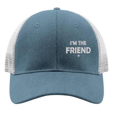 Imagem de TIHK Boné de caminhoneiro feminino com bordado moderno e snapback Dad Hats I'm The Friend, Azul-celeste, Tamanho Único