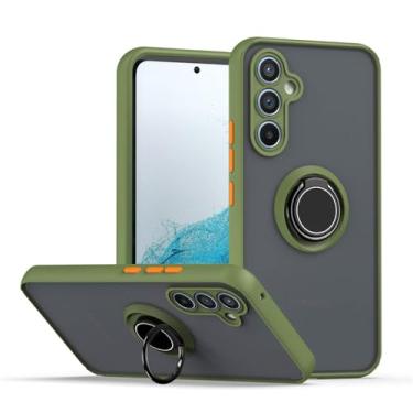 Imagem de Para Samsung Galaxy A54 A34 A14 5G Capa à prova de choque com suporte de anel de metal fosco Armadura Capa de telefone para Samsung A54 M14 M54 5g Capa traseira, verde, para Samsung A54 5G