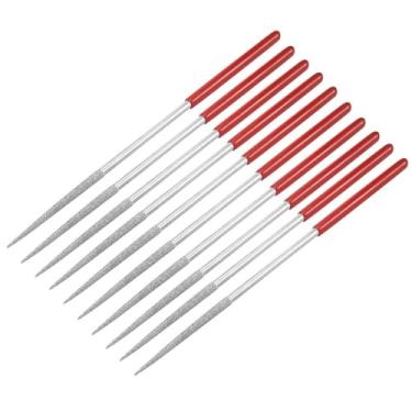 Imagem de Utoolmart 10 x arquivos de agulha de diamante de cauda de rato redondo joalheiro lapidário 4 mm x 160 mm/5 mm x 180 mm/2 mm x 100 mm/3 mm x 140 mm, vermelho, UT190717C-0006, red,sliver tone, 180mm