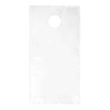 Imagem de ClearBags 6 x 12 sacos de cabide de porta para maçanetas de porta Cupons de promoções | Sacos de plástico transparente para pendurar sacos de jornal de correio com cabides protegem contra chuva,