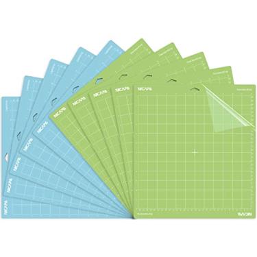 Imagem de Nicapa Pacote com 10 tapetes de corte de substituição para Cricut Maker 3/Maker/Explore 3/Air 2/Air/One (30,5 x 30,5 cm, 5x LightGrip、5x StandardGrip) Conjunto de tapetes de corte quadrado flexível antiderrapante e pegajoso