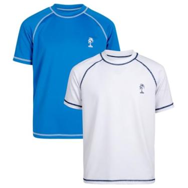 Imagem de iXtreme Camisetas Rash Guard para meninos, pacote com 2, FPS 50+, secagem rápida, areia e proteção solar, camiseta infantil (5-18), Azul royal/branco, 4 Anos